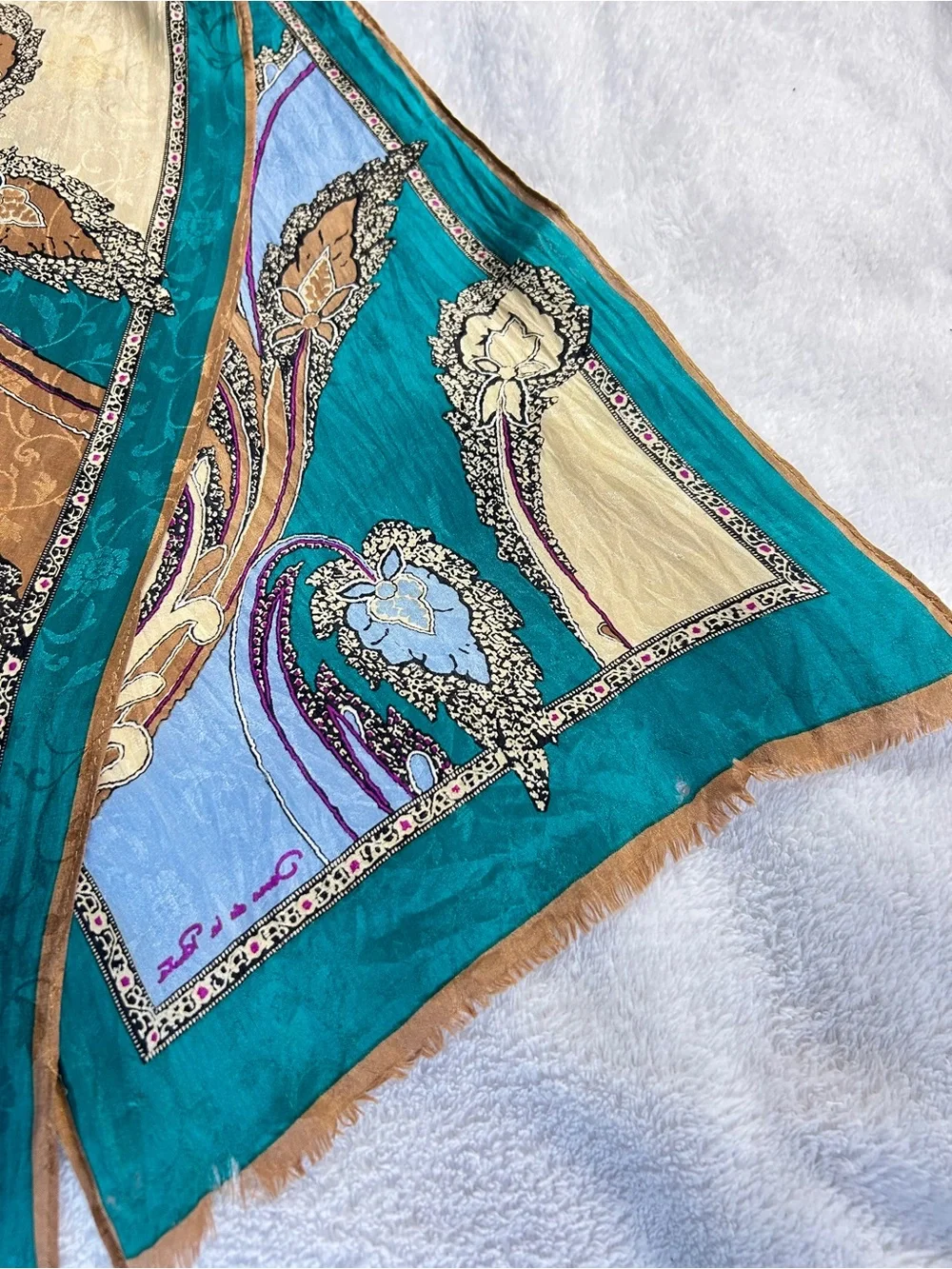 Oscar De La Renta Vintage Silk Floral Paisley Scarf